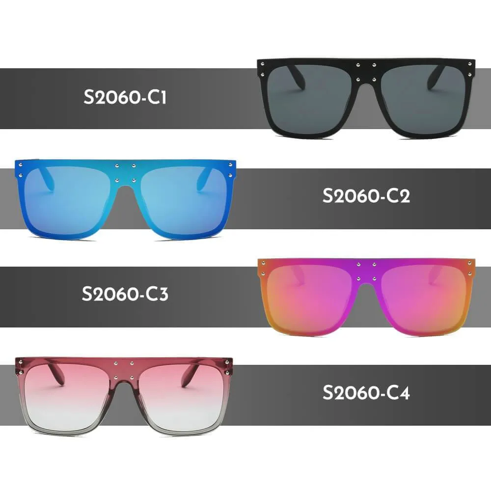 AKRON | S2060 - Flat Top Oversize Mirrored Square Sunglasses Circle