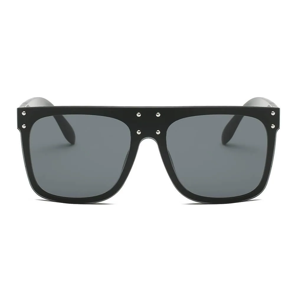 AKRON | S2060 - Flat Top Oversize Mirrored Square Sunglasses Circle