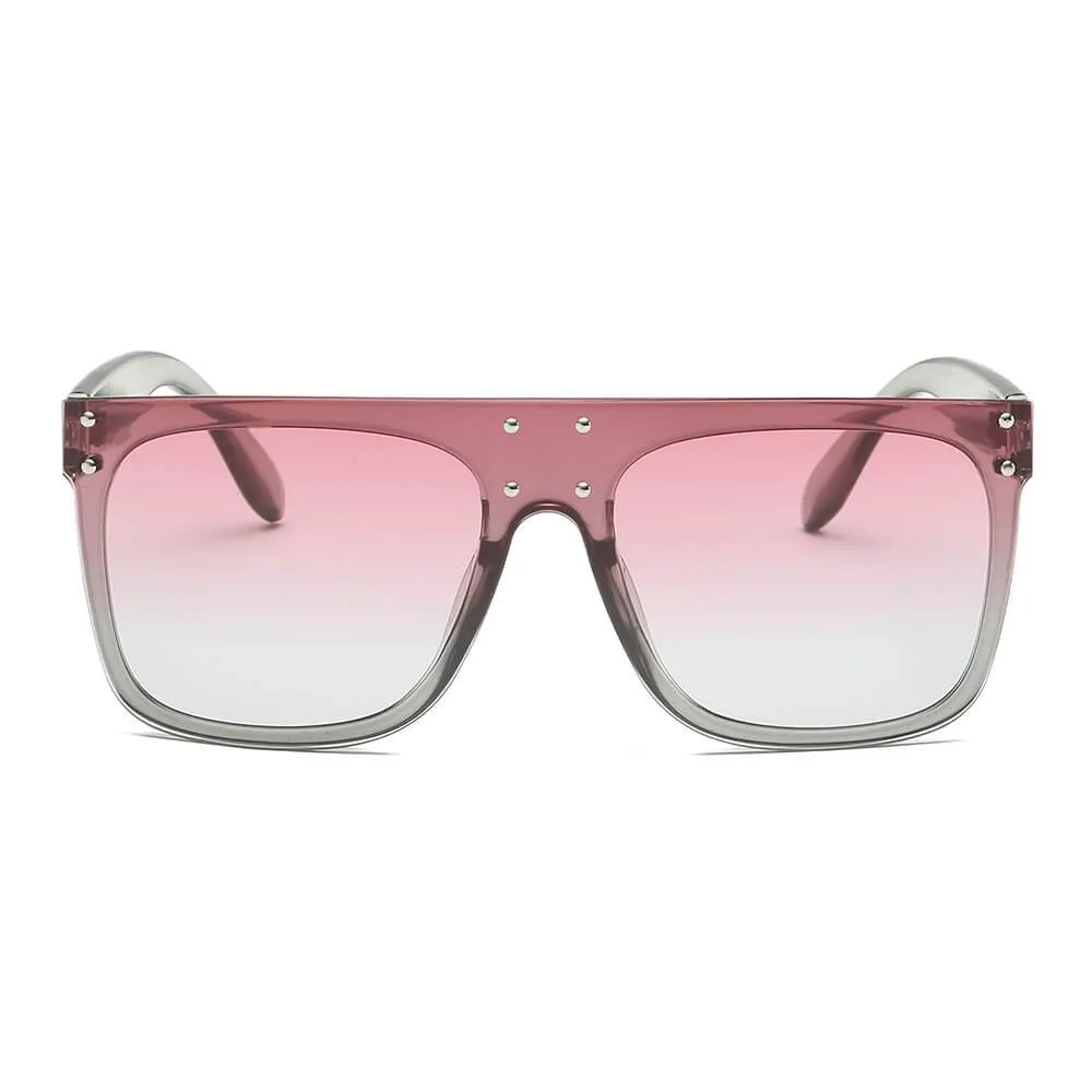 AKRON | S2060 - Flat Top Oversize Mirrored Square Sunglasses Circle