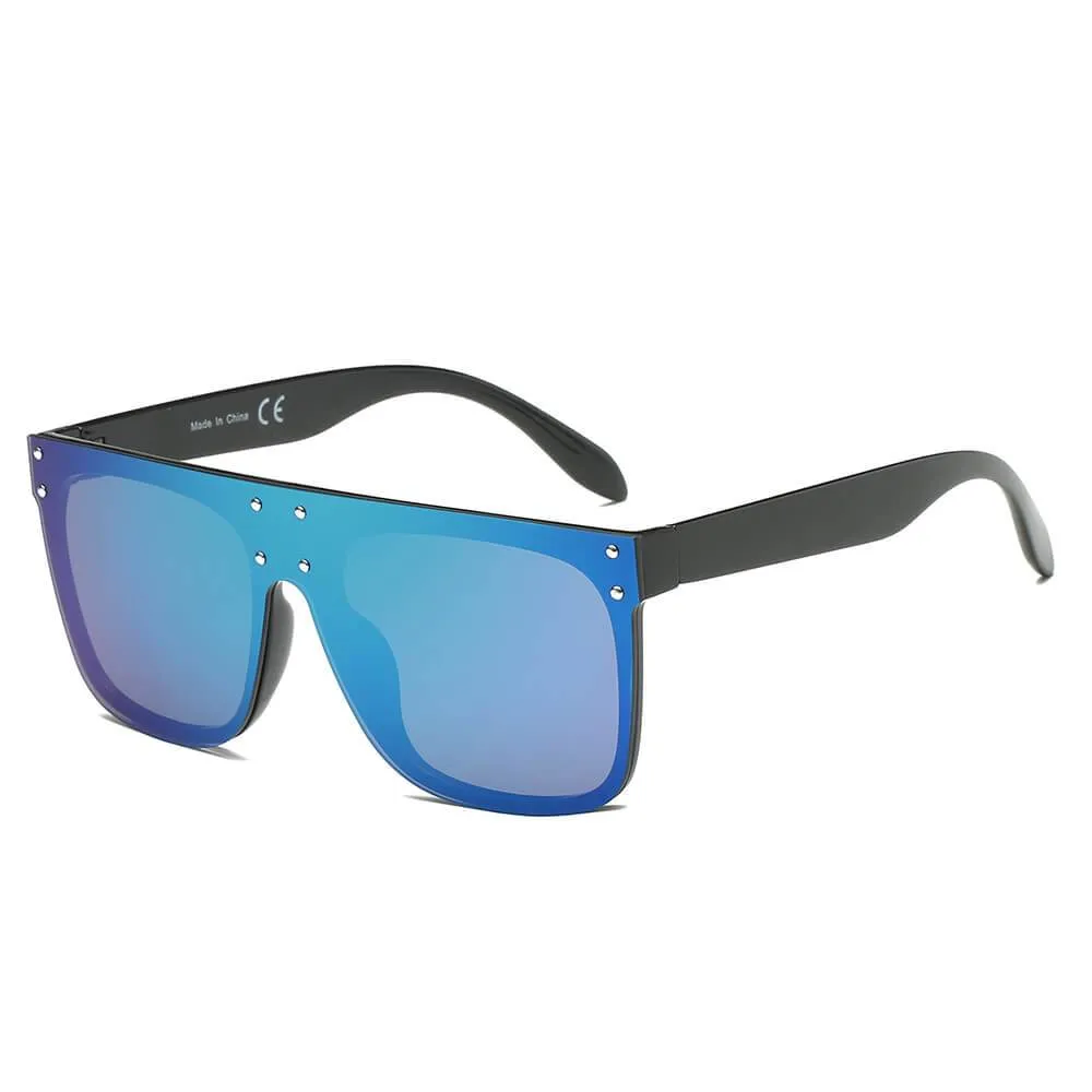 AKRON | S2060 - Flat Top Oversize Mirrored Square Sunglasses Circle