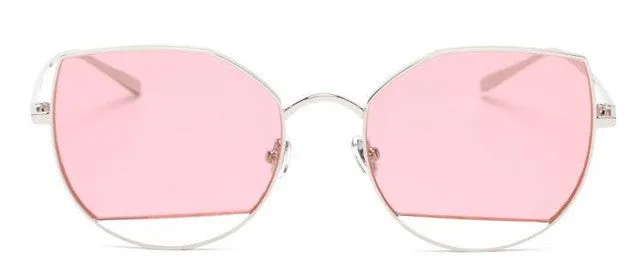 Brand Designer Sunglasses Round vintage metal cat eye Sun glasses