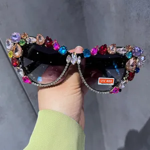 Cat eyes Sunglasses Oversized Sun Glasses Luxury Crystal Retro Shades For Women