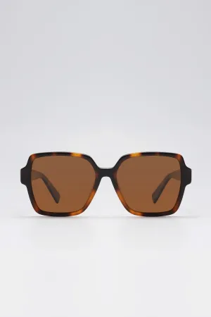Fangyan | Rectangular Oversized  Brown Sunglasses