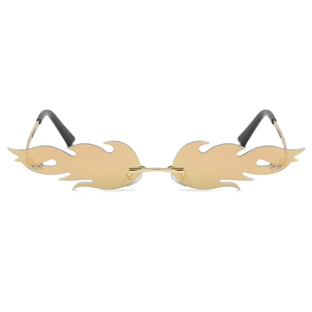 Fashion Fire Flame Sunglasses Rimless Wave Sun Glasses