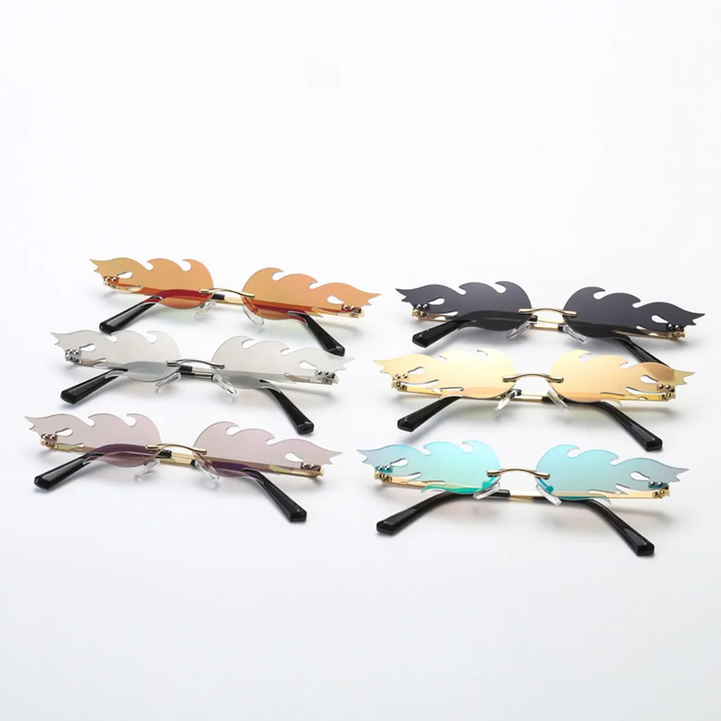 Fashion Fire Flame Sunglasses Rimless Wave Sun Glasses
