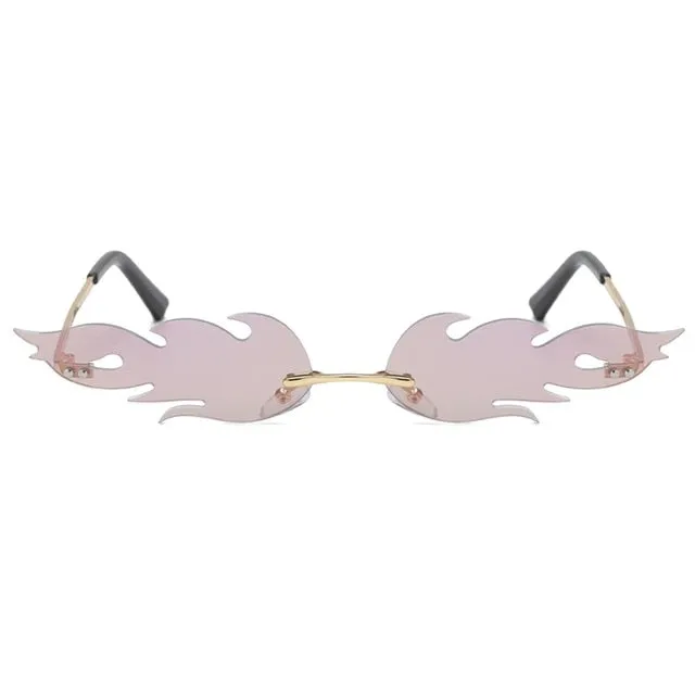 Fashion Fire Flame Sunglasses Rimless Wave Sun Glasses