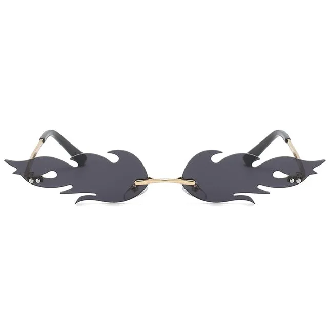 Fashion Fire Flame Sunglasses Rimless Wave Sun Glasses