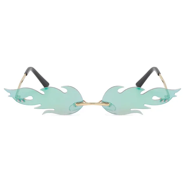 Fashion Fire Flame Sunglasses Rimless Wave Sun Glasses