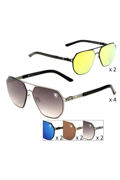 FF-KN-M21031-KHAN FLAT TOP GEOMETRIC AVIATORS WHOLESALE SUNGLASSES-12PCS