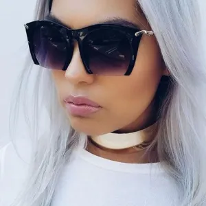 Gradient Leopard Semi Rimless Gold Lined Sunglasses