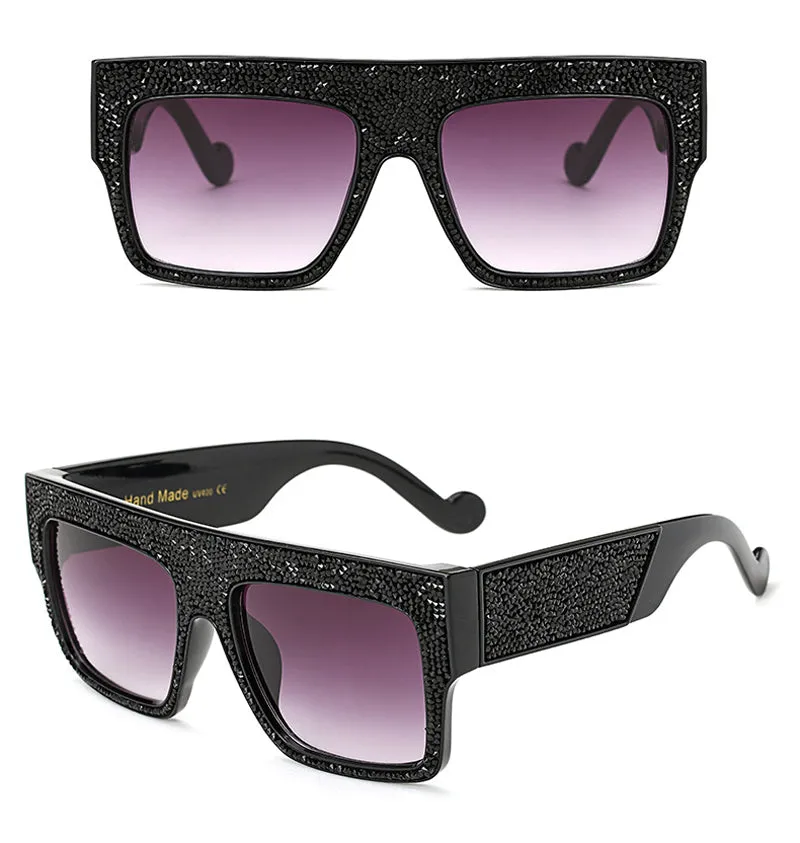 Iconic eyewear- crystal glitter oversize retro sunglasses