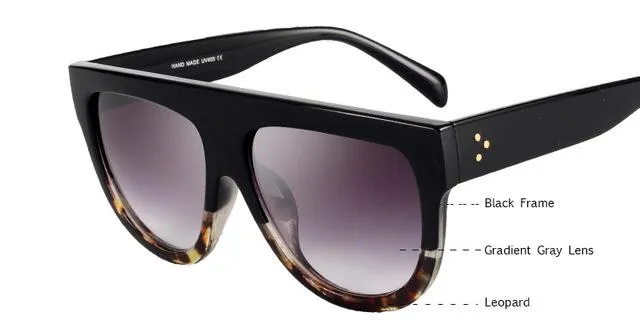 KEHU Woman Flat Top Oversized Sun Glasses Cat Eye Sunglasses Brand Designer De Sol K9250