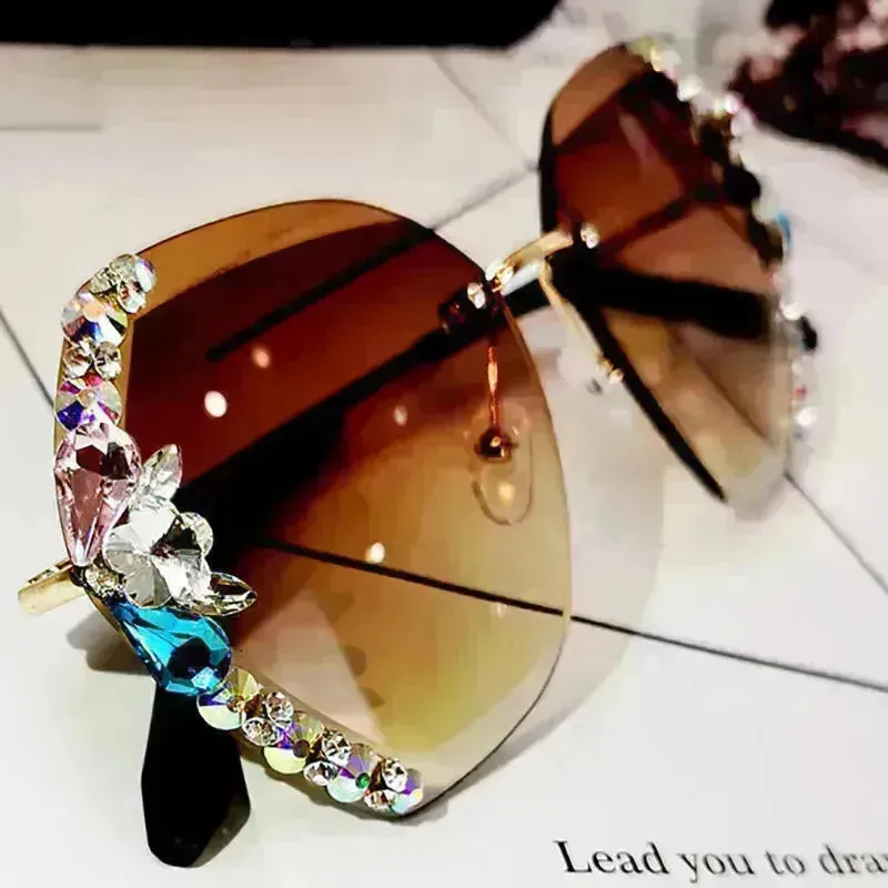 Luxury Rhinestone Square Sunglasses for Women Fashion Outdoor Shades