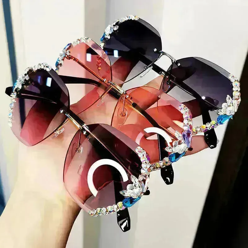 Luxury Rhinestone Square Sunglasses for Women Fashion Outdoor Shades