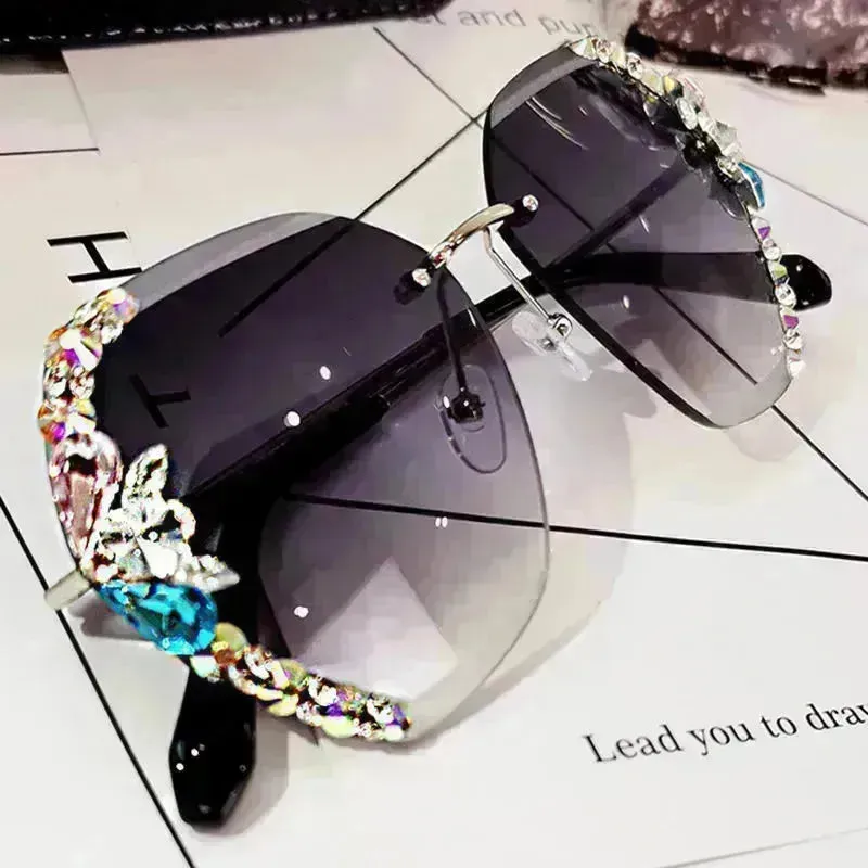 Luxury Rhinestone Square Sunglasses for Women Fashion Outdoor Shades