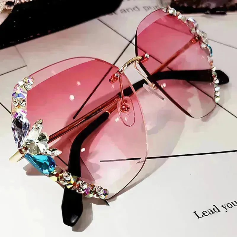 Luxury Rhinestone Square Sunglasses for Women Fashion Outdoor Shades