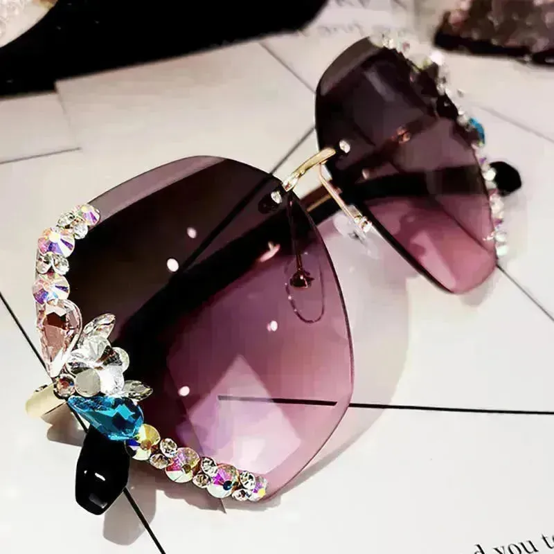 Luxury Rhinestone Square Sunglasses for Women Fashion Outdoor Shades