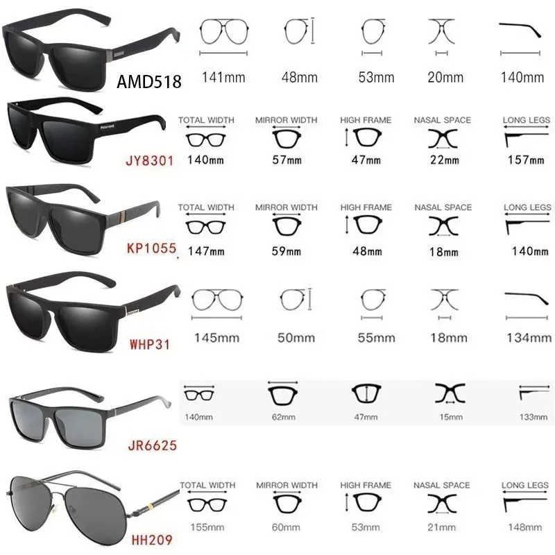 Men's Classic Square UV400 Polarized Beach Sunglasses