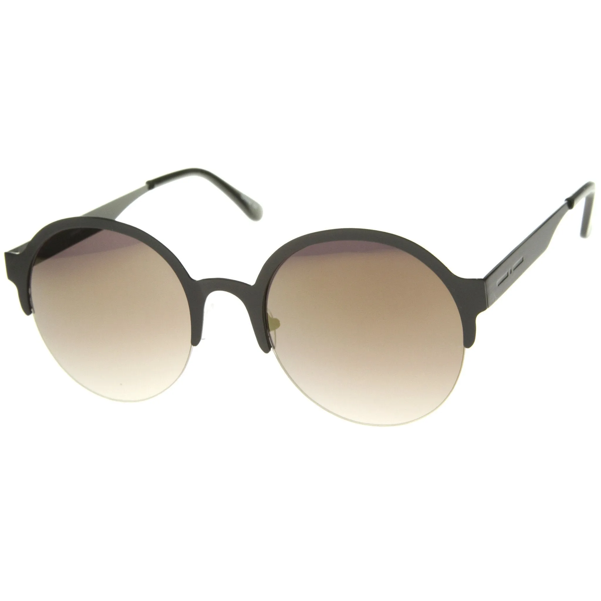 Modern Round Half Frame Mirrored Lens Sunglasses A221