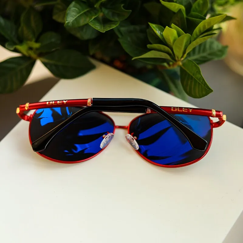 Oley Women's Oval Double Bridge Alloy Polarized Sunglasses Y7005