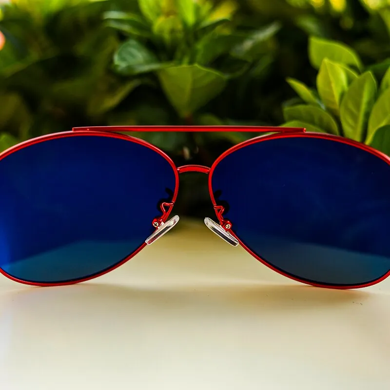 Oley Women's Oval Double Bridge Alloy Polarized Sunglasses Y7005