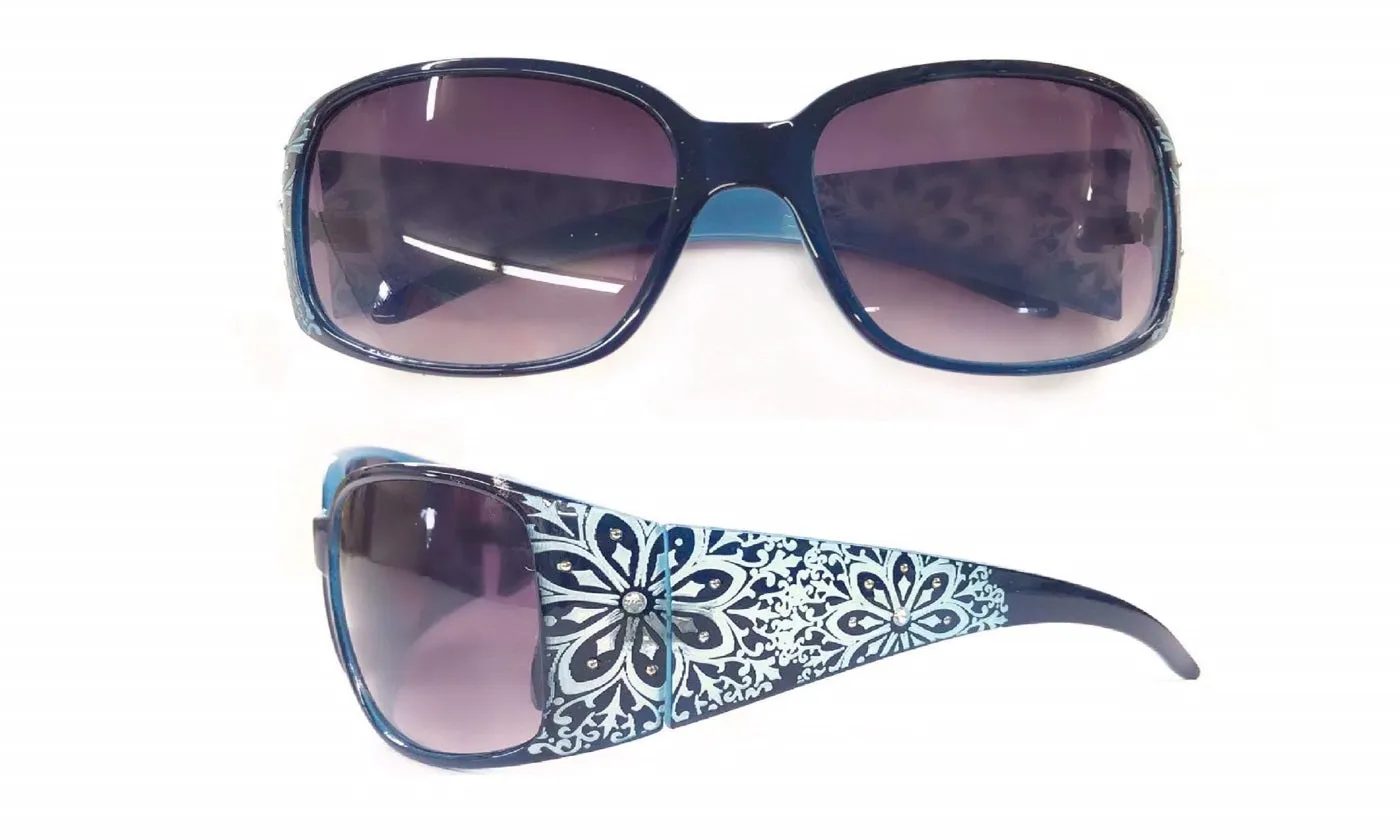 Oversized Flower & Rhinestone Sunglasses