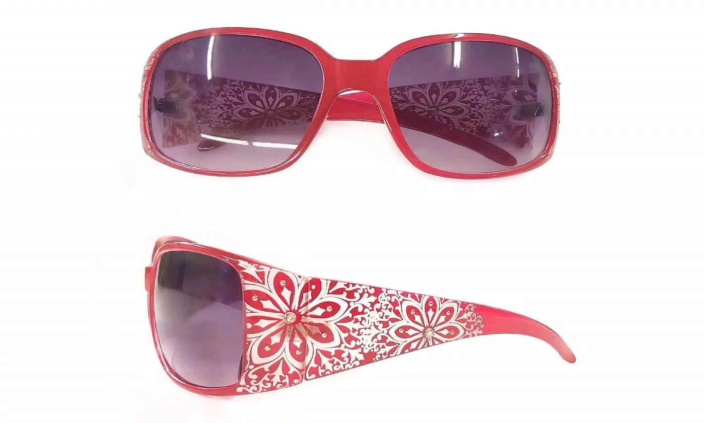 Oversized Flower & Rhinestone Sunglasses