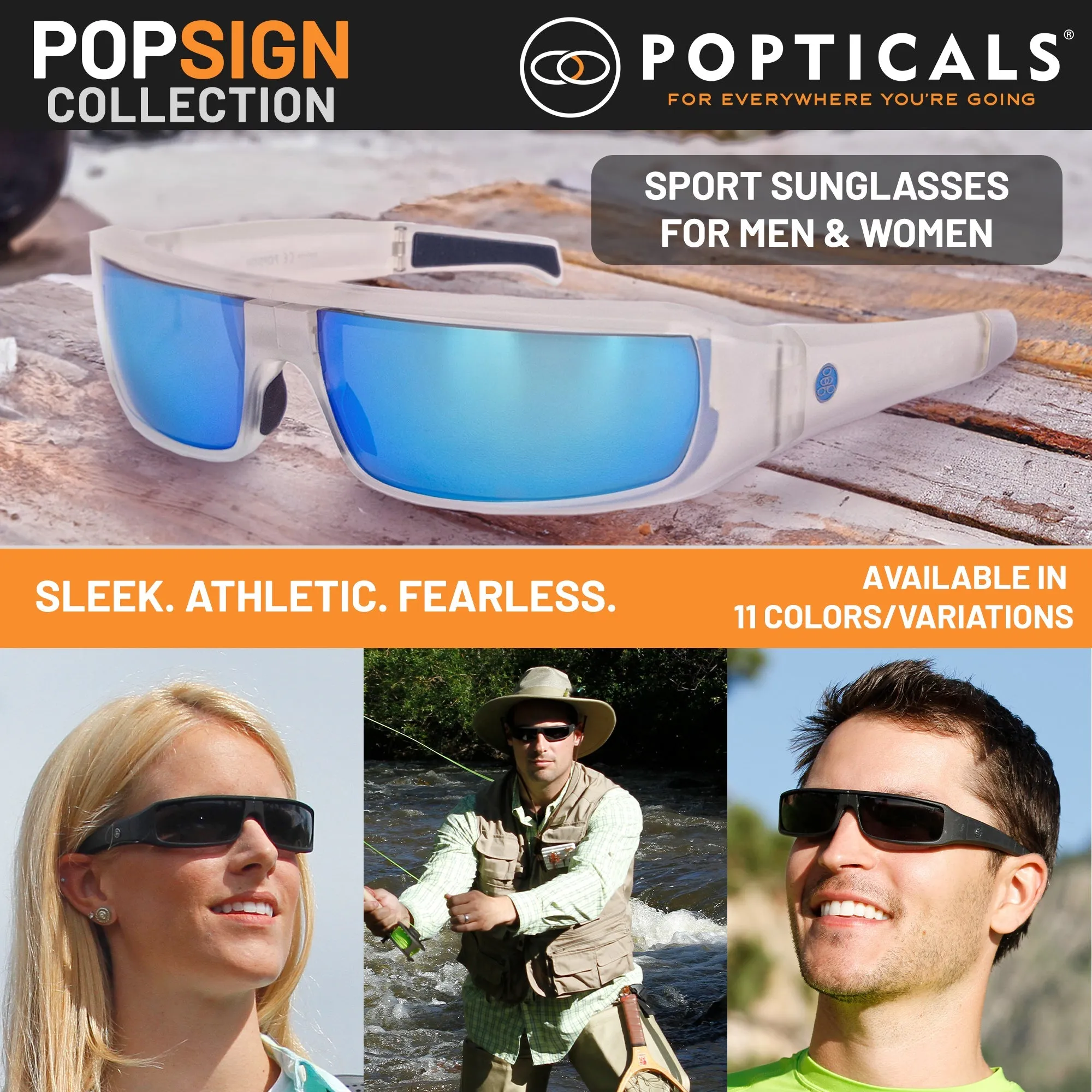 POPSIGN | Polarized, Matte Crystal, Blue Mirror