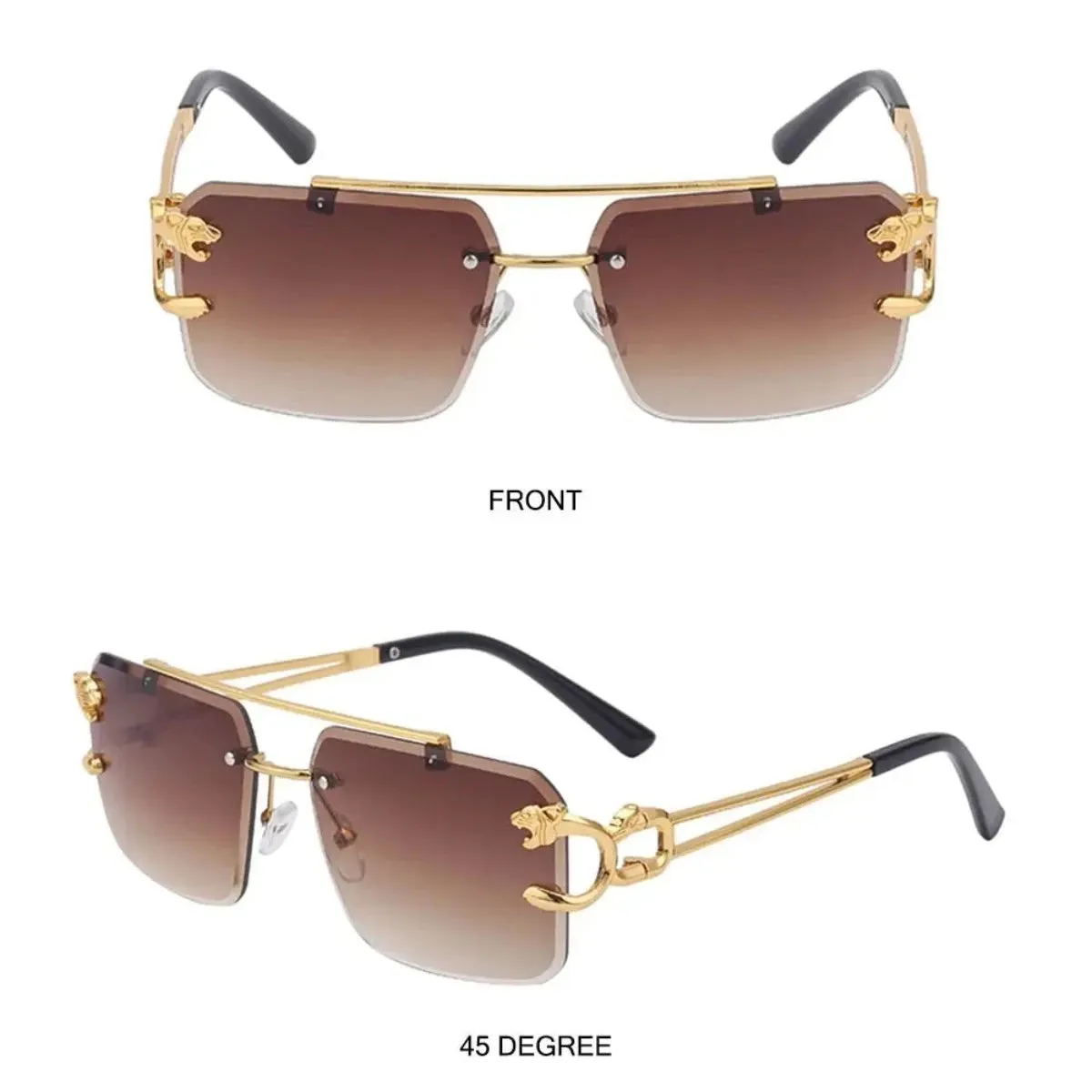 Retro Rimless Steampunk UV400 Sunglasses