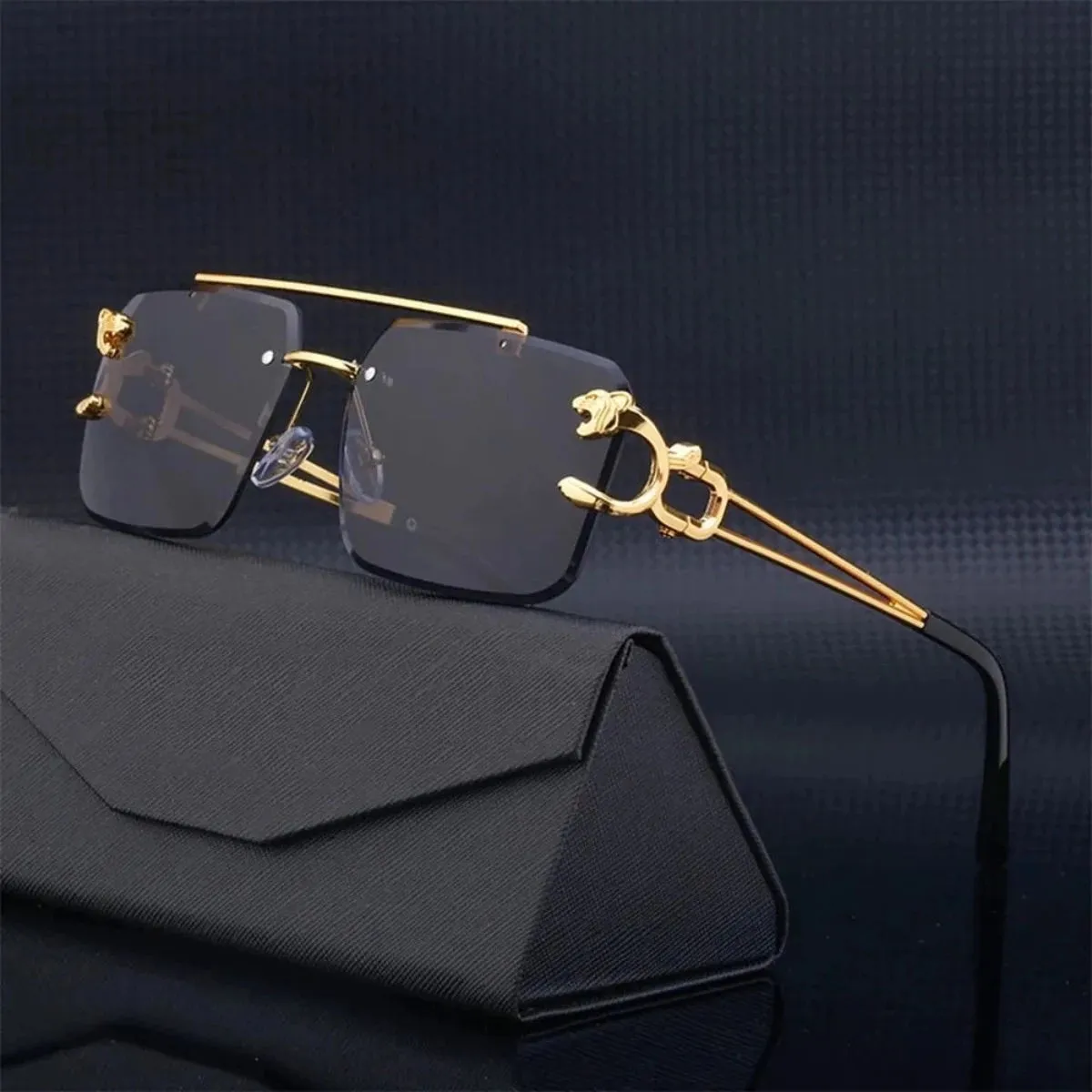 Retro Rimless Steampunk UV400 Sunglasses