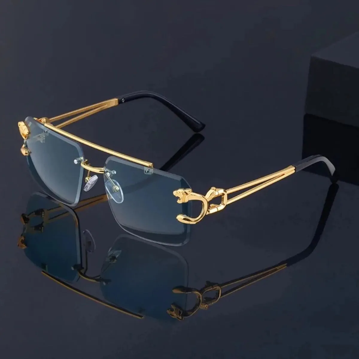 Retro Rimless Steampunk UV400 Sunglasses