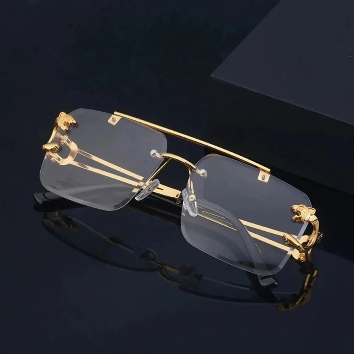 Retro Rimless Steampunk UV400 Sunglasses