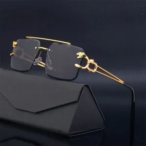 Retro Rimless Steampunk UV400 Sunglasses
