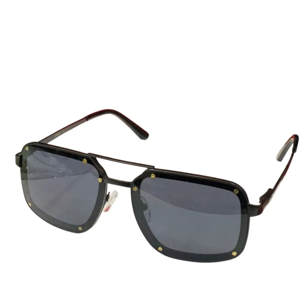 Solid Titanium Square Sunglasses For Men