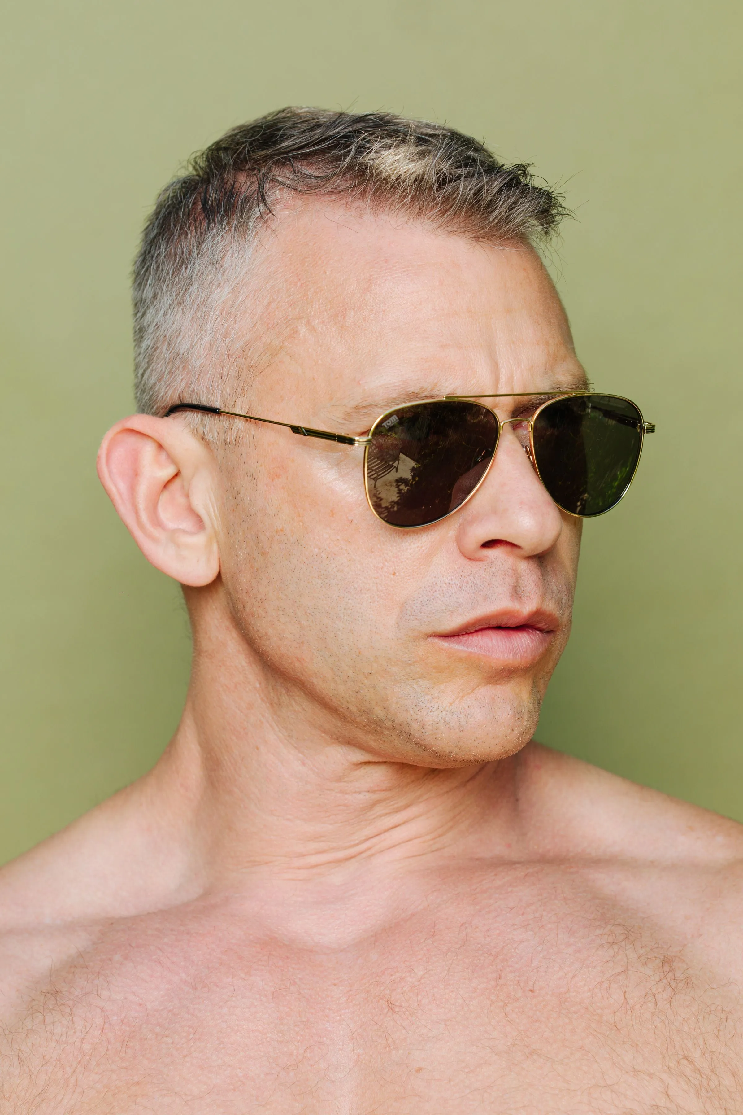 TOM OF FINLAND SUNGLASSES GOLD WITH BLACK LENSES