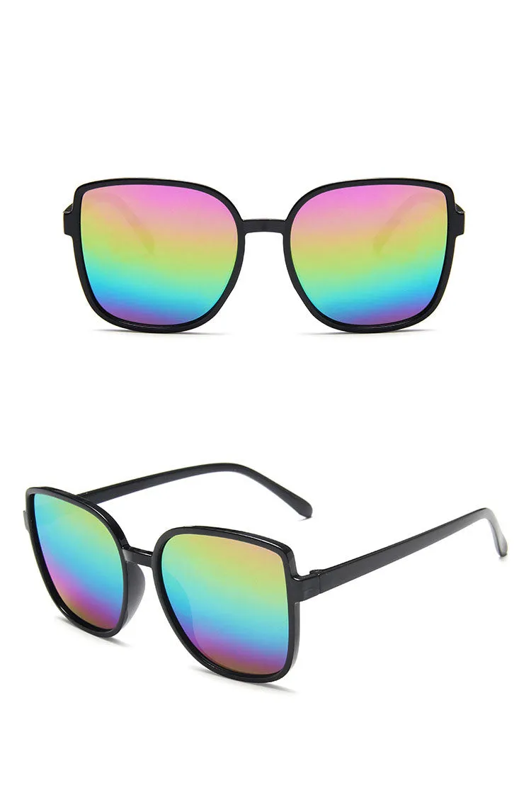 VenusFox Fashion Colorful Reflective Mercury Sunglasses Oversize Round Frame Glasses Coated Outdoor Internet Celebrity Recommend Gafas