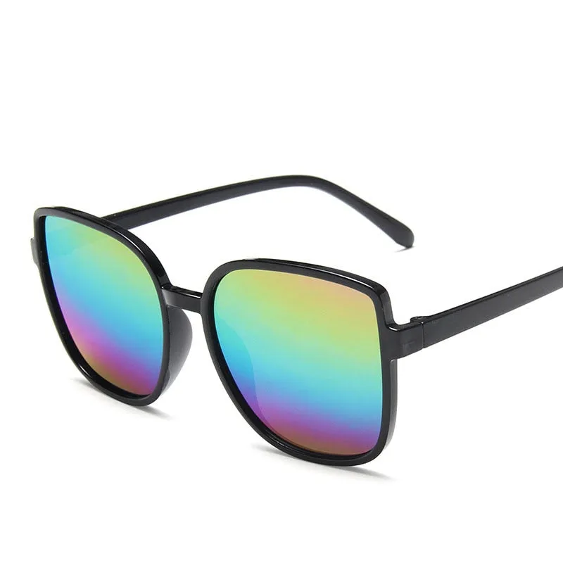 VenusFox Fashion Colorful Reflective Mercury Sunglasses Oversize Round Frame Glasses Coated Outdoor Internet Celebrity Recommend Gafas