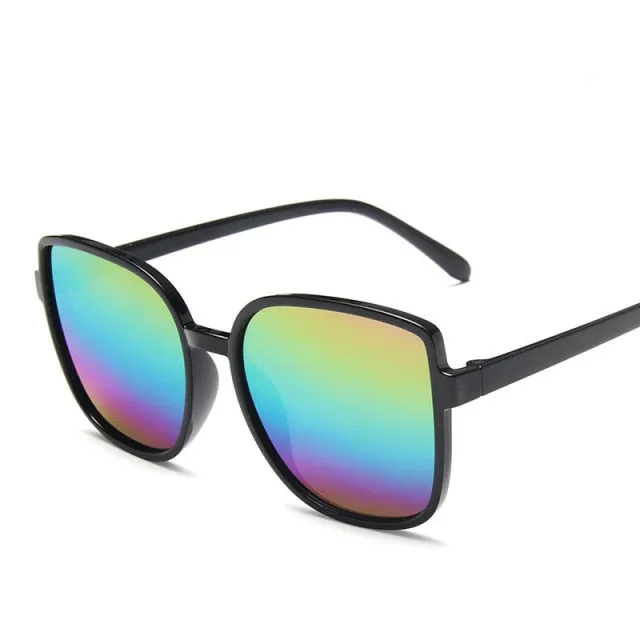 VenusFox Fashion Colorful Reflective Mercury Sunglasses Oversize Round Frame Glasses Coated Outdoor Internet Celebrity Recommend Gafas