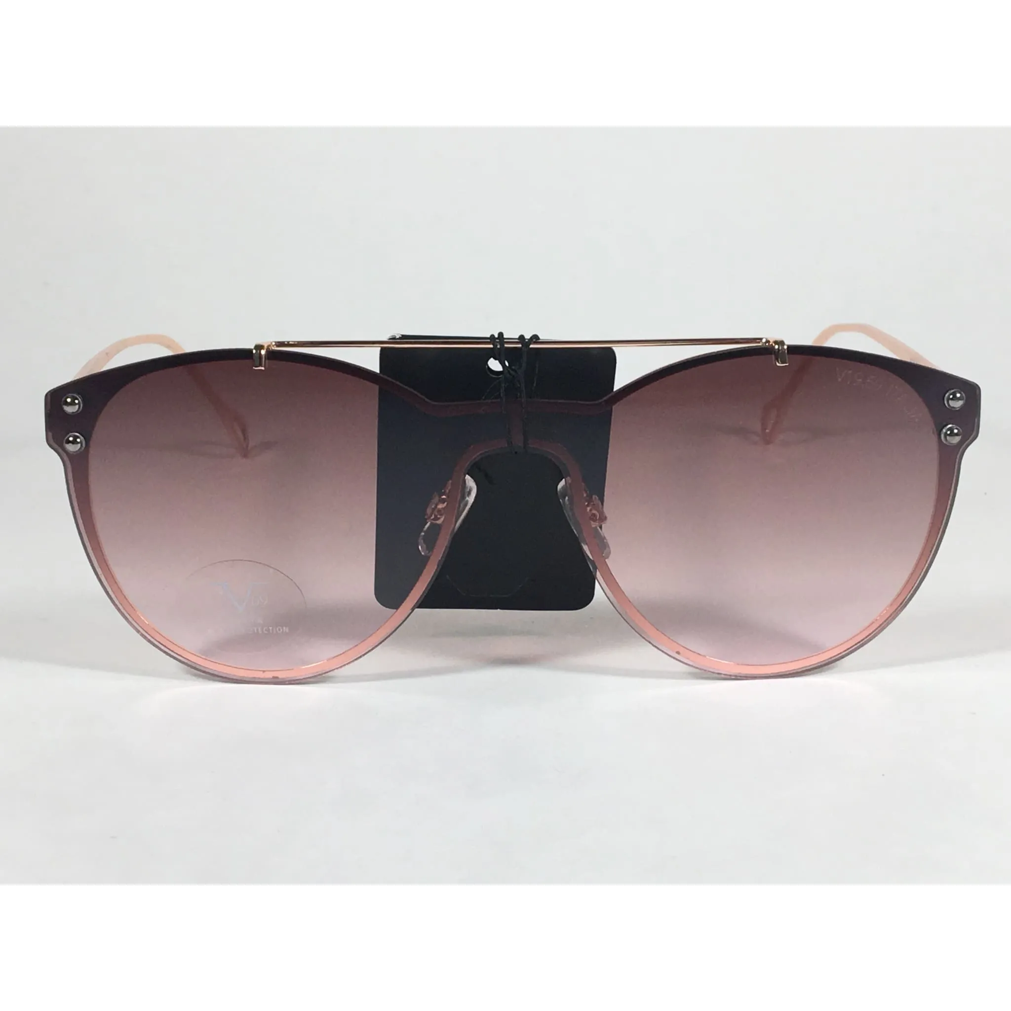 Versace 19V69 Italia Elisa Round Sunglasses Rose Gold Metal Brown Gradient Lens