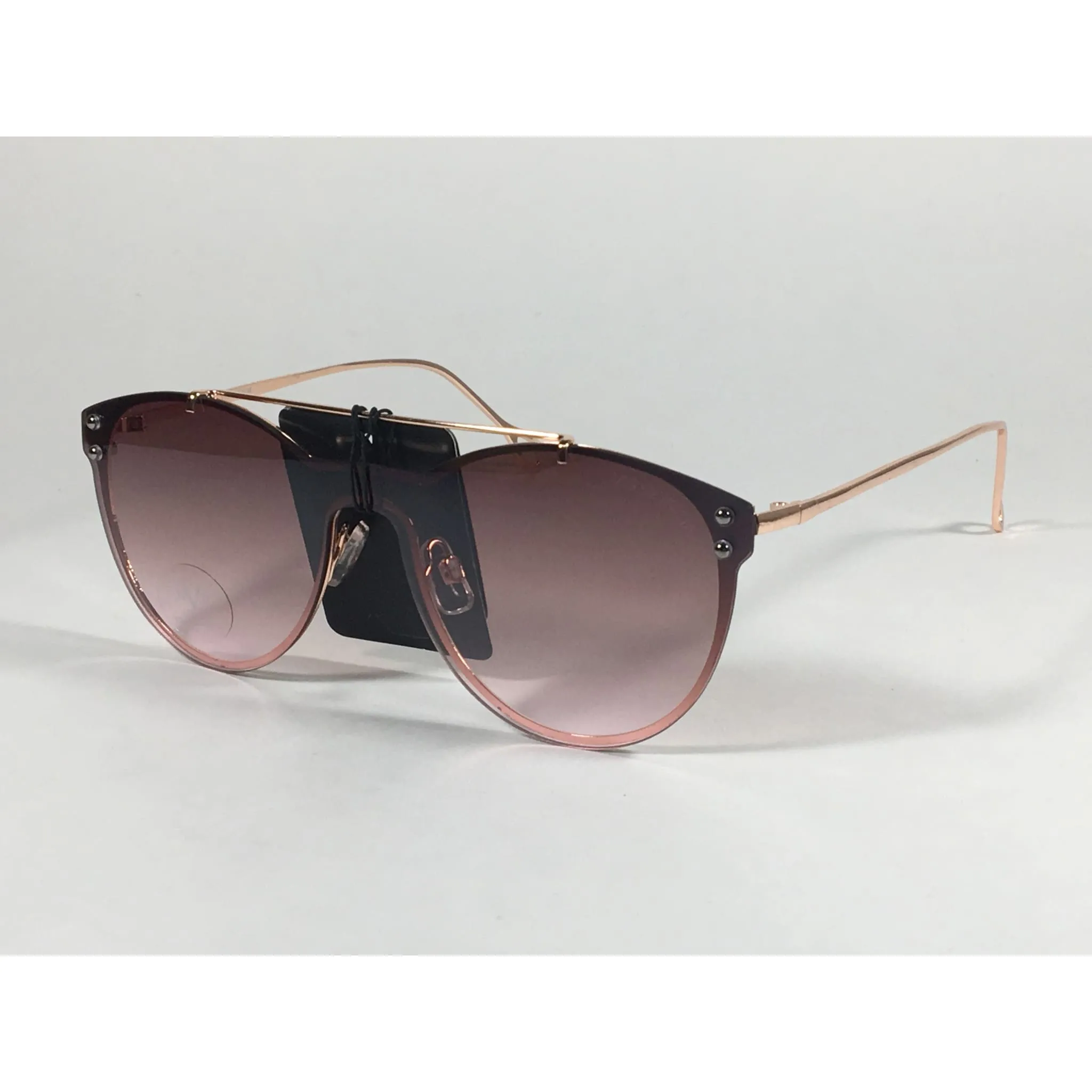 Versace 19V69 Italia Elisa Round Sunglasses Rose Gold Metal Brown Gradient Lens