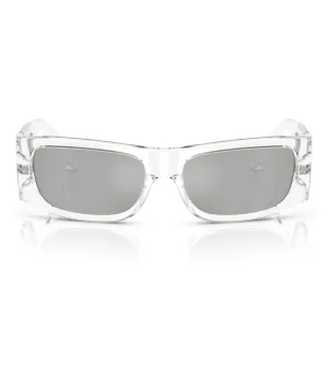 Versace Men's Silver Mirror Rectangular Sunglasses