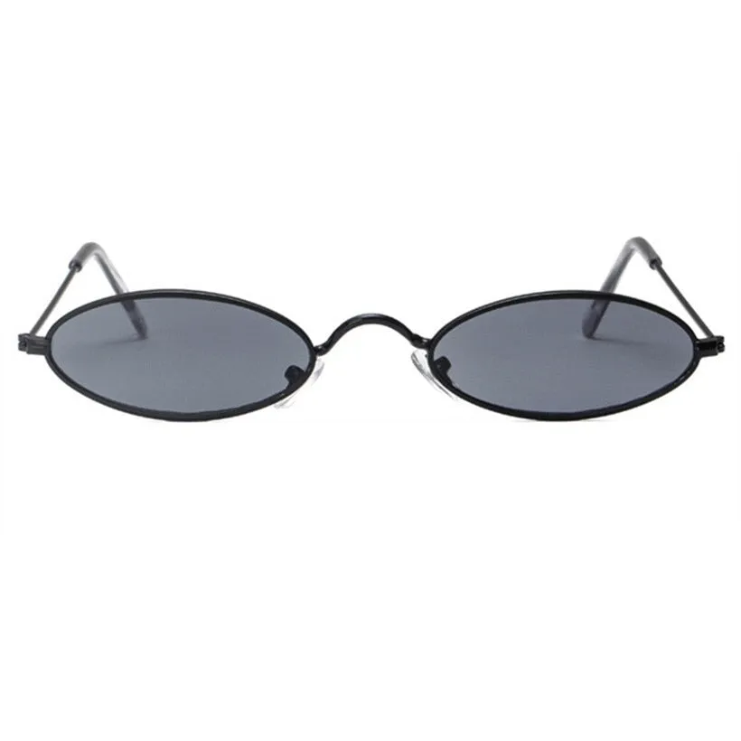 Women Retro Metal Frame Vintage Round Skinny Sun Glasses UV400