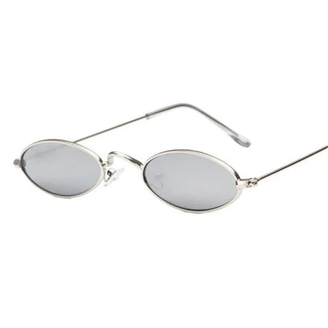 Women Retro Metal Frame Vintage Round Skinny Sun Glasses UV400