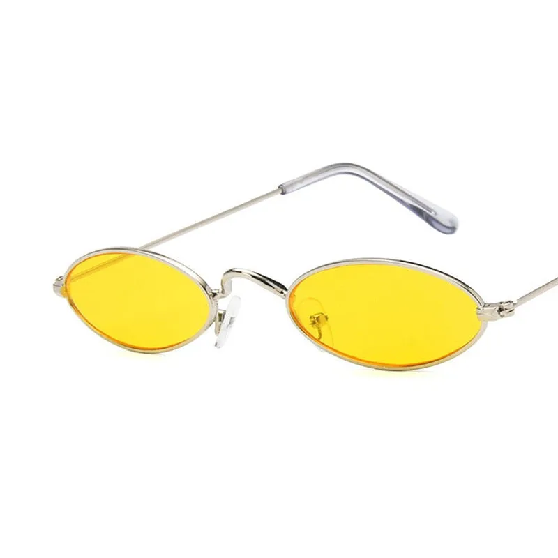 Women Retro Metal Frame Vintage Round Skinny Sun Glasses UV400