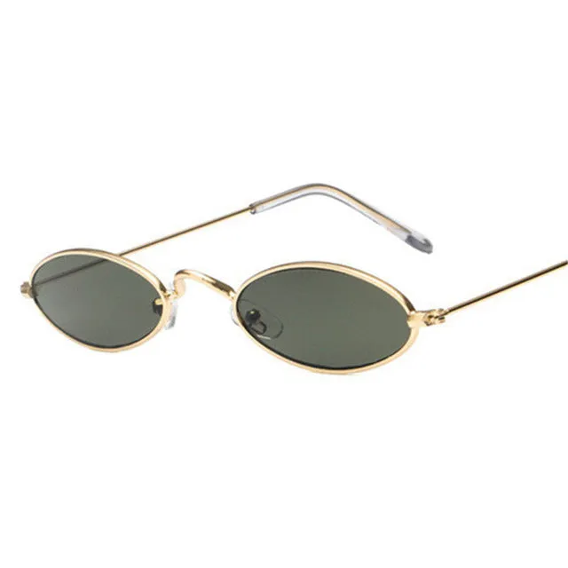 Women Retro Metal Frame Vintage Round Skinny Sun Glasses UV400