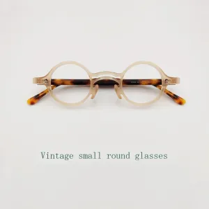 Yujo Unisex Full Rim Small Round Titanium Acetate Eyeglasses Or Polarized Sunglasses