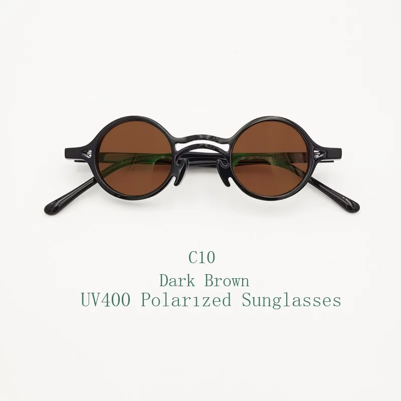 Yujo Unisex Full Rim Small Round Titanium Acetate Eyeglasses Or Polarized Sunglasses