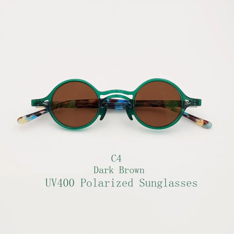 Yujo Unisex Full Rim Small Round Titanium Acetate Eyeglasses Or Polarized Sunglasses