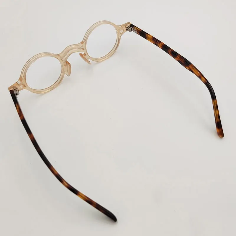 Yujo Unisex Full Rim Small Round Titanium Acetate Eyeglasses Or Polarized Sunglasses