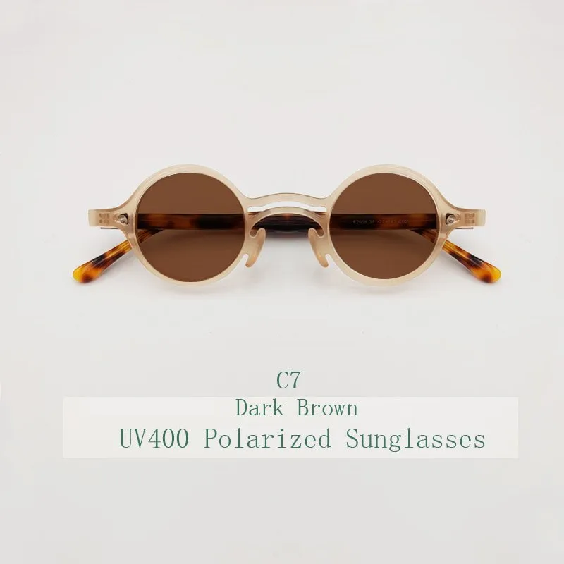Yujo Unisex Full Rim Small Round Titanium Acetate Eyeglasses Or Polarized Sunglasses